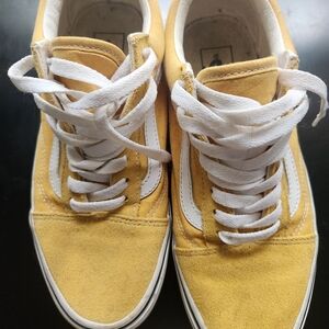 VANS "OFF THE WALL" Women's Suede Toe Low Sneakers Shoes Old Skool Yellow Sz 8